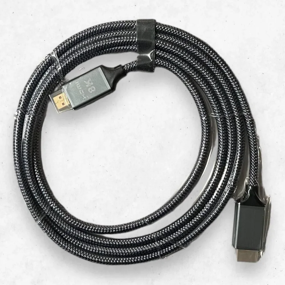 Capshi 8K HDMI - HDMI Nylon Braided Cable 6.6 Ft. Length Black Cable Tangle Free